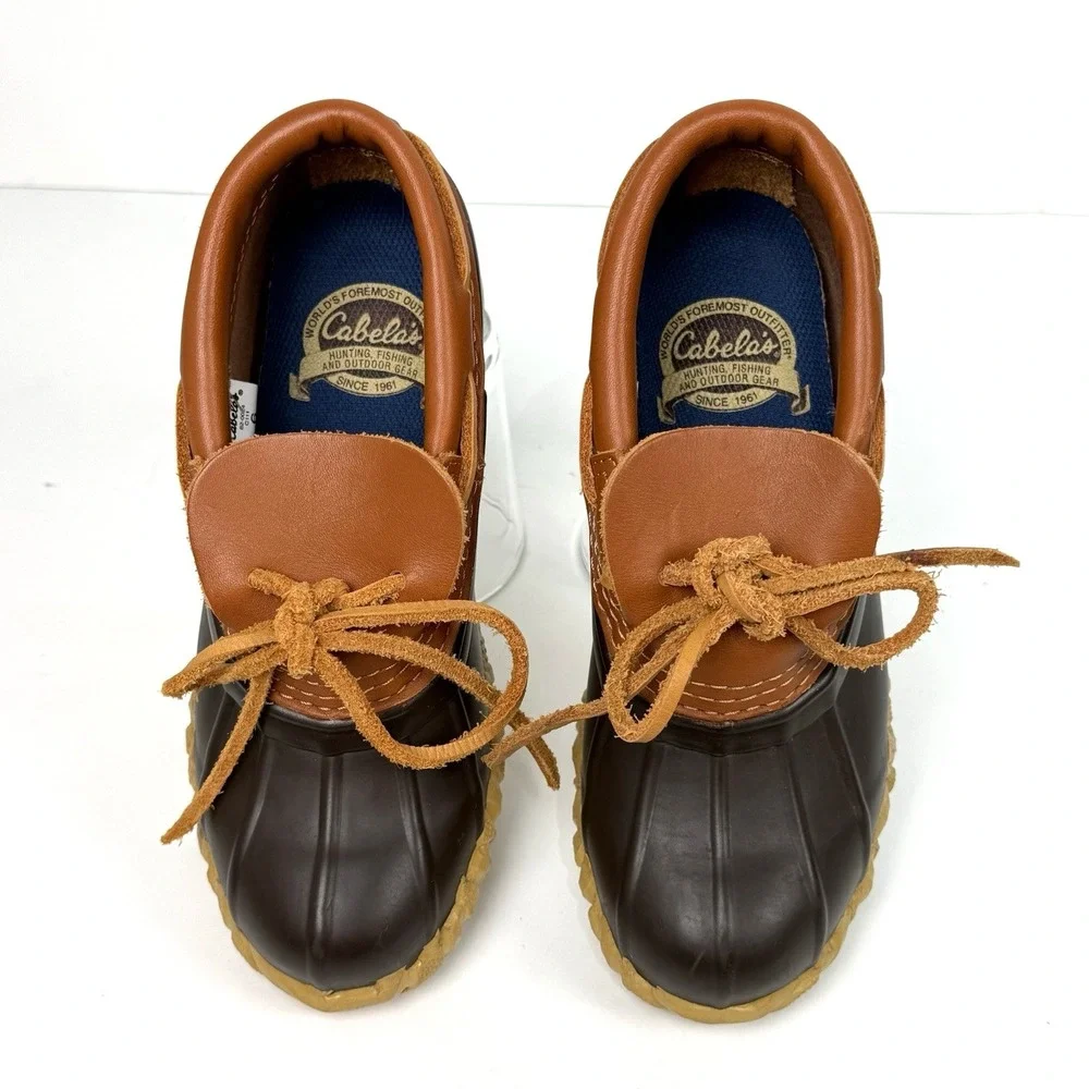 Cabelas Duck Rain Boot Women US 6 Low Leather Steel Shank Rubber Waterproof
